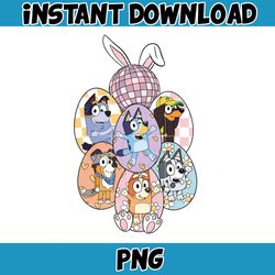 cartoon bluey easter png, bluey family matching png, bluey png, bluey friends png, bluey birthday png