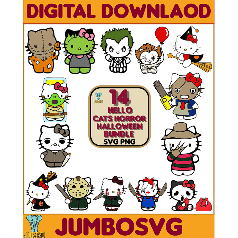 14 Hello Cats Horror Halloween Svg Bundle 0