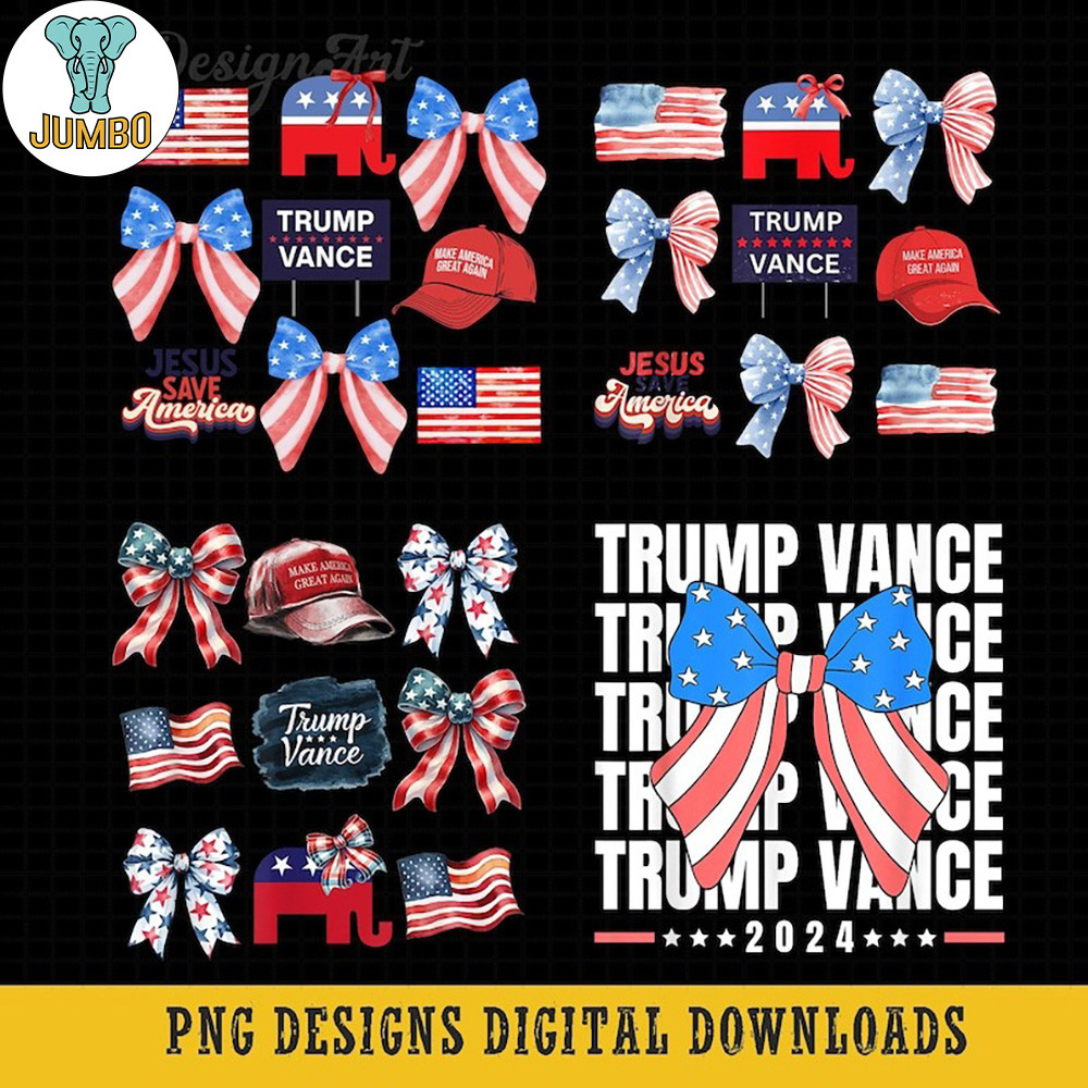 Trump Vance 2024 Coquette Bow Png Bundle 0