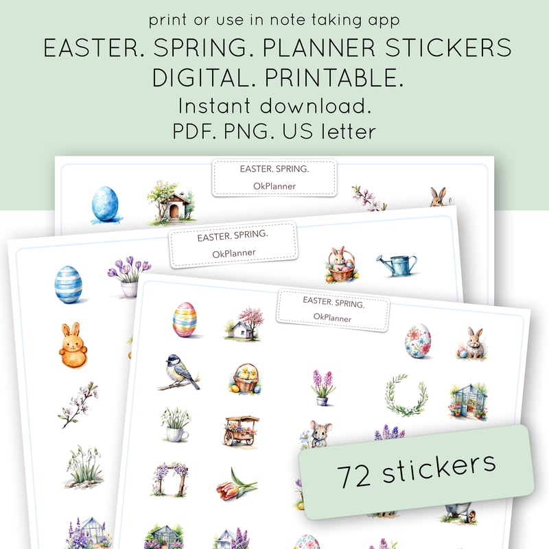 Spring Calander Sticker Easter, Spring Sticker Pack for Digital Planners, Calendars, | Inspire ...