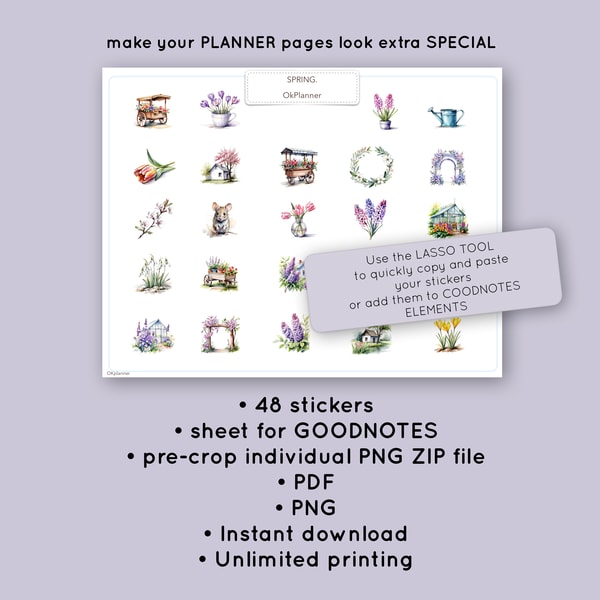 Spring Sticker pack for Digital Planners, Calendars, Postcar | Inspire ...
