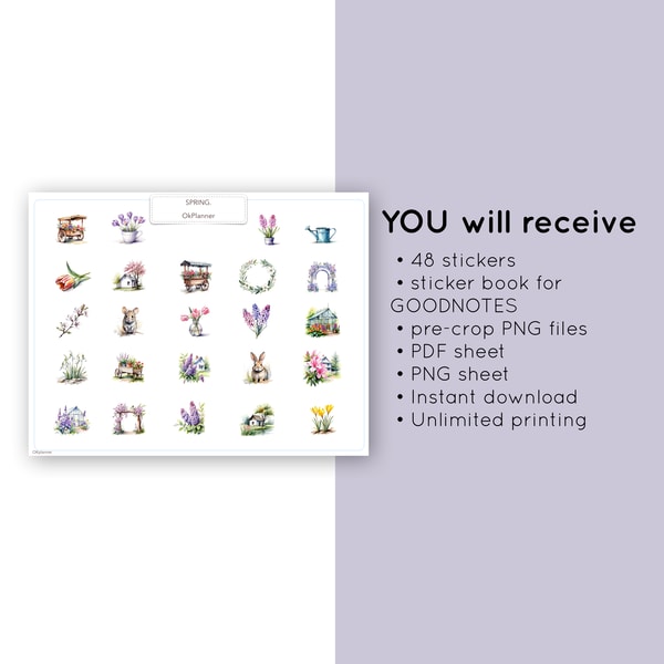 Spring Sticker pack for Digital Planners, Calendars, Postcar | Inspire ...