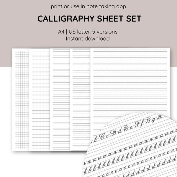 Calligraphy Sheet Set Calligraphy Practice Paper Printable Inspire