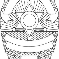 blank police badge 17 vector file black white vector outline or line art file