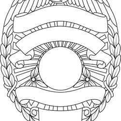 blank police badge 26 vector file black white vector outline or line art file