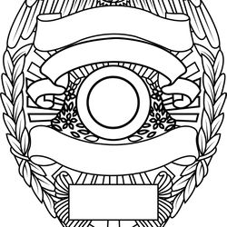 blank police badge 23 vector file black white vector outline or line art file
