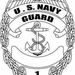 us navy duard badge patch pin vector file black white vector outline or line art file