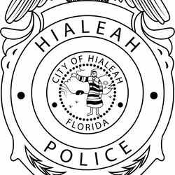 city of hialeah police badge line art vector file black white vector outline or line art file