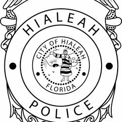 city of hialeah police badge version 2 black white vector outline or line art file