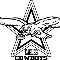 eagles cowboys badge vector file black white vector outline or line art file