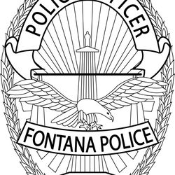 fontana police officer badge vector file black white vector outline or line art file