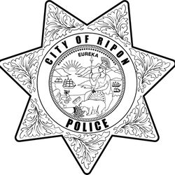 city of ripon state california police badge vector file black white vector outline or line art file