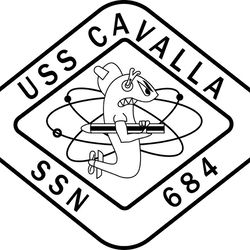 USS CAVALLA SSN-684 ATTACK SUBMARINE PATCH VECTOR FILE Black white vector outline or line art file