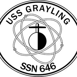 USS GRAYLING SSN-646 ATTACK SUBMARINE PATCH VECTOR FILEBlack white vector outline or line art file