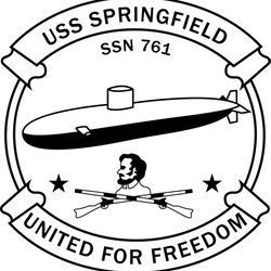 USS SPRINGFIELD SSn 761 ATTACK SUBMARINE PATCH VECTOR FILE Black white vector outline or line art file