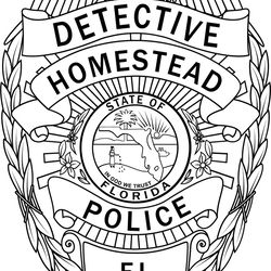 detective homestead florida police badge vector file Black white vector outline or line art file
