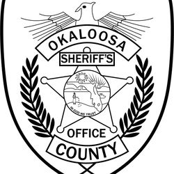 OKALOOSA COUNTY FL SHERIFF,S OFFICE PATCH VECTOR FILE Black white vector outline or line art file