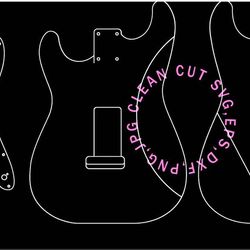 1962 STRATOCASTER GUITAR BODY AND PICGUARD VECTOR FILE Black white vector outline or line art file