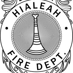 LIEUTENANT HIALEAH FIRE DEPT BADGE VECTOR FILE Black white vector outline or line art file