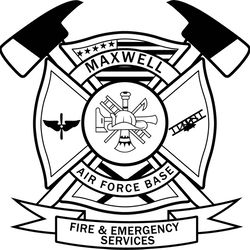 MAX WELL AIR FORCE BASE FIRE & EMERGENCY SERVICES PATCH VECTOR FILE2 Black white vector outline or line art file