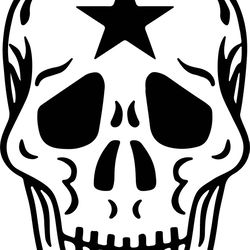 Skull With Star vector file vector file Black white vector outline or line art file