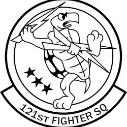 USAF 121ST FIGHTER SQUADRON AIR FORCE FS VECTOR FILE Black white vector outline or line art file