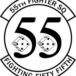 USAF 55th FIGHTER SQUADRON AIR FORCE EMBLEM VECTOR FILE Black white vector outline or line art file