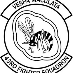 USAF 43rd FIGHTER SQUADRON AIR FORCE EMBLEM VECTOR FILE Black white vector outline or line art file