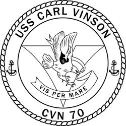 US NAVY USS CARL VINSON CVN 70 AIRCRAFT CARRIER PATCH VECTOR FILE Black white vector outline or line art file