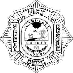 MIAMI DADE COUNTY FL FIRE SAFETY RESCUE DEPT PATCH VECTOR FILE 2 Black white vector outline or line art file