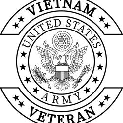 VIETNAM VETERAN UNITED STATES ARMY PATCH VECTOR FILE Black white vector outline or line art file