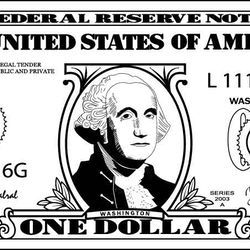 one dollar bill vector file Black white vector outline or line art file