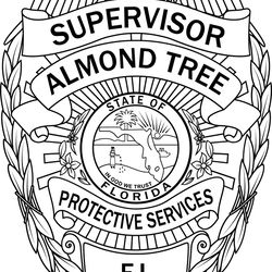 protective services almond tree supervisor fl badge vector file black white vector outline or line art file
