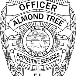 PROTECTIVE SERVICES ALMOND TREE OFFICER FL BADGE VECTOR FILE