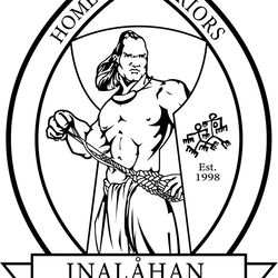 HOME OF THE WARRIORS INALAHAN MIDDLE SCHOOL PATCH VECTOR FILE Black white vector outline or line art file