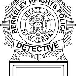 BERKELEY HEIGHTS POLICE DETECTIVE NJ BADGE VECTOR FILE Black white vector outline or line art file