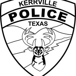 TEXAS POLICE KERRVILLE PATCH VECTOR FILE Black white vector outline or line art file