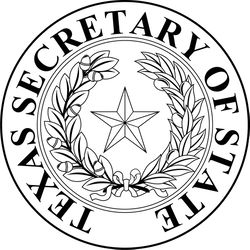 Seal of Texas Secretary of State patch vector file Black white vector outline or line art file