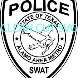 alamo area metro swat police texas patch vector file black white vector outline or line art file