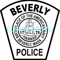 beverly police patch vector file black white vector outline or line art file