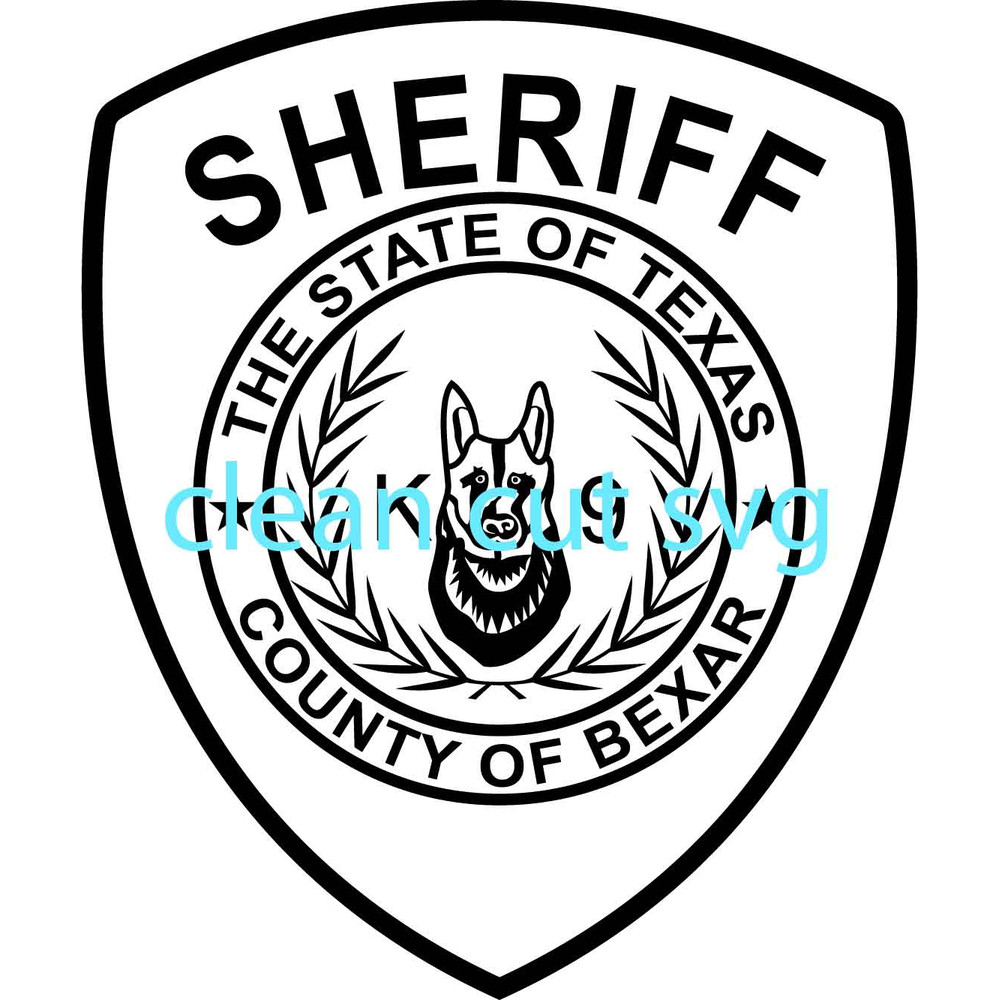 BEXAR COUNTY SHERIFF K9 TEXAS PATCH VECTOR FILE Black White Vector Outline Or Line Art File 0