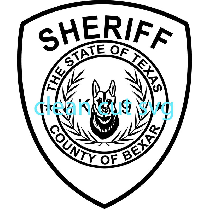 BEXAR COUNTY SHERIFF K9 TEXAS PATCH VECTOR FILE Black White Vector Outline Or Line Art File 0