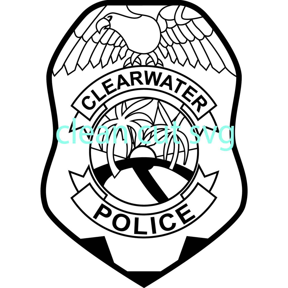 CLEARWATER FL POLICE PATCH VECTOR FILE Black White Vector Outline Or Line Art File 0