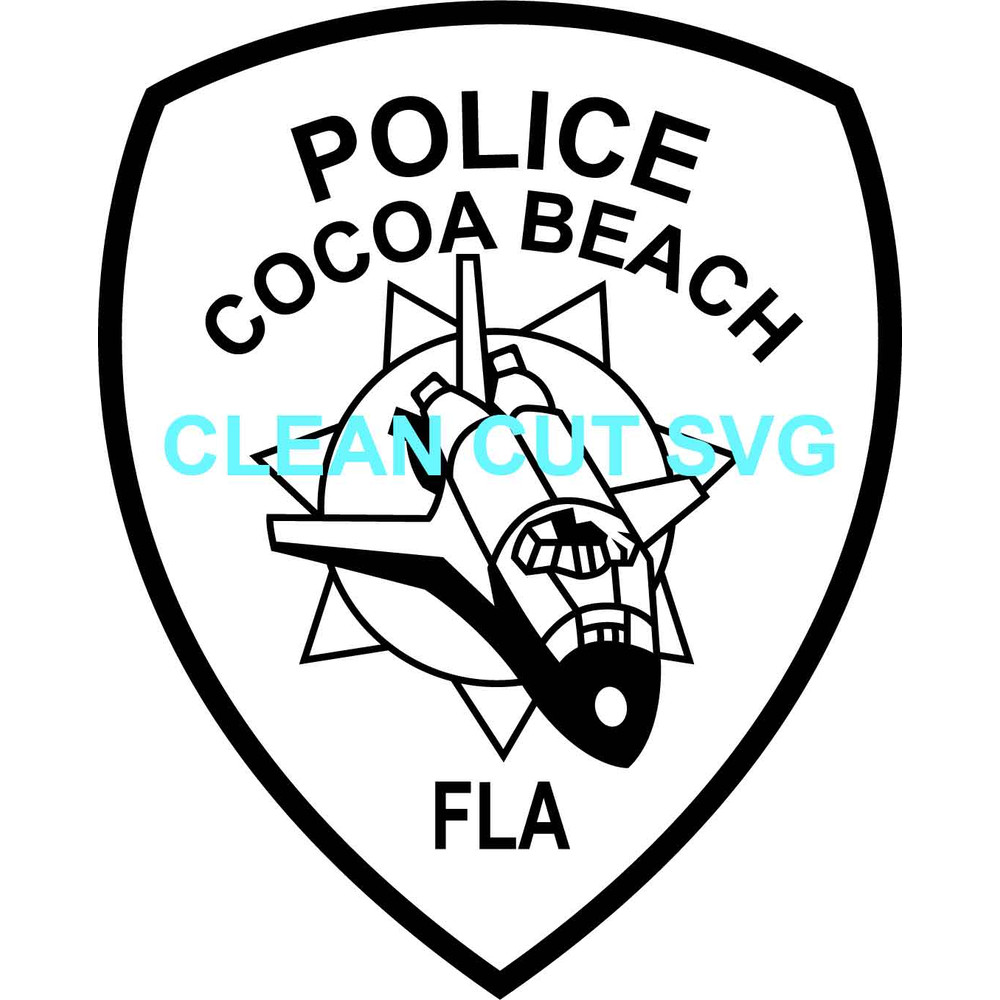 COCOA BEACH FLA POLICE PATCH VECTOR FILE Black White Vector Outline Or Line Art File 0
