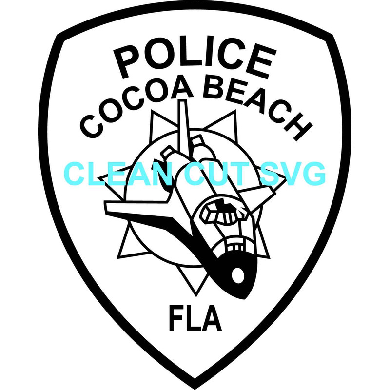 COCOA BEACH FLA POLICE PATCH VECTOR FILE Black White Vector Outline Or Line Art File 0