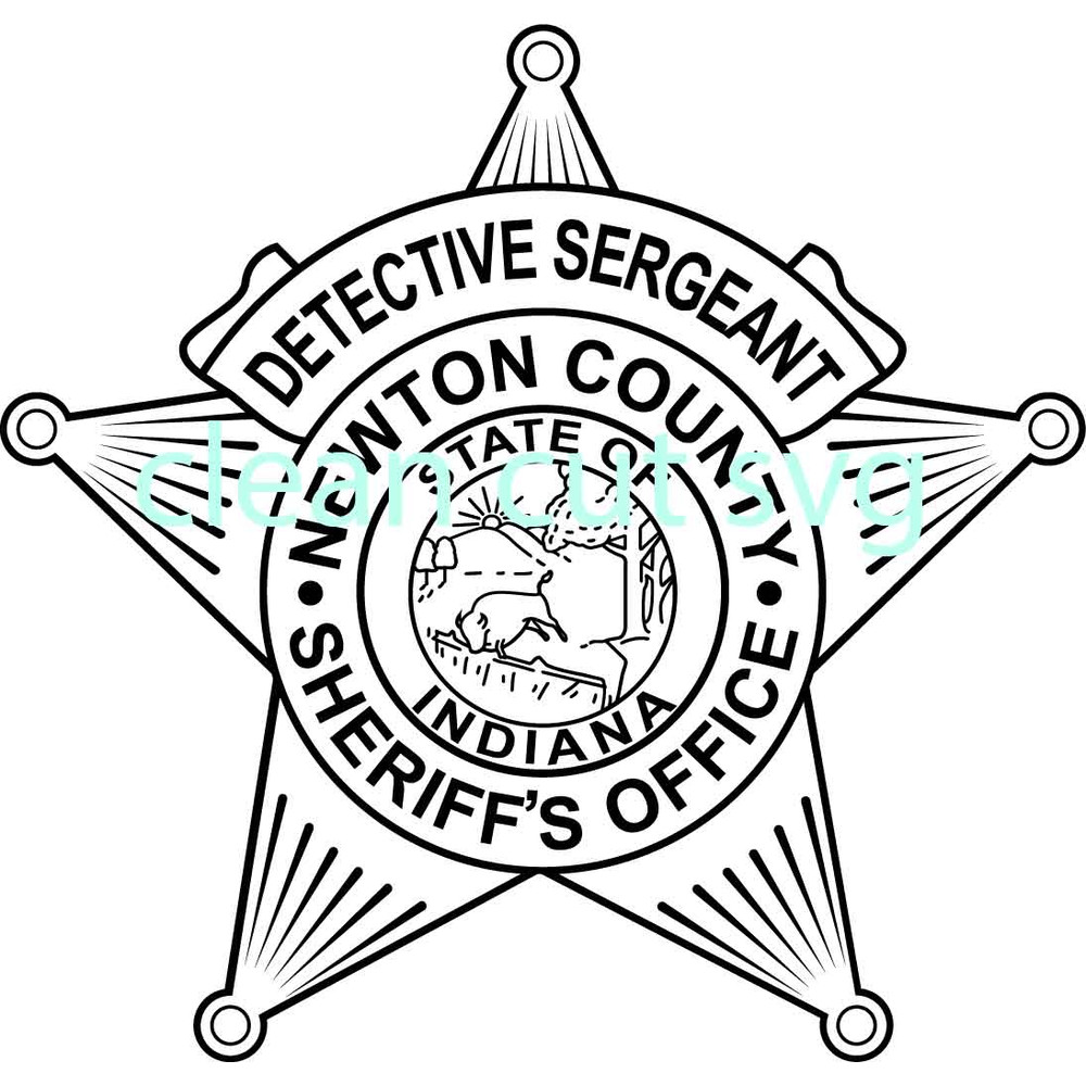 DETECTIVE SERGEANT NEWTON COUNTY SHERIFFS OFFICE BADGE VECTOR FILE Black White Vector Outline Or Line Art File 0