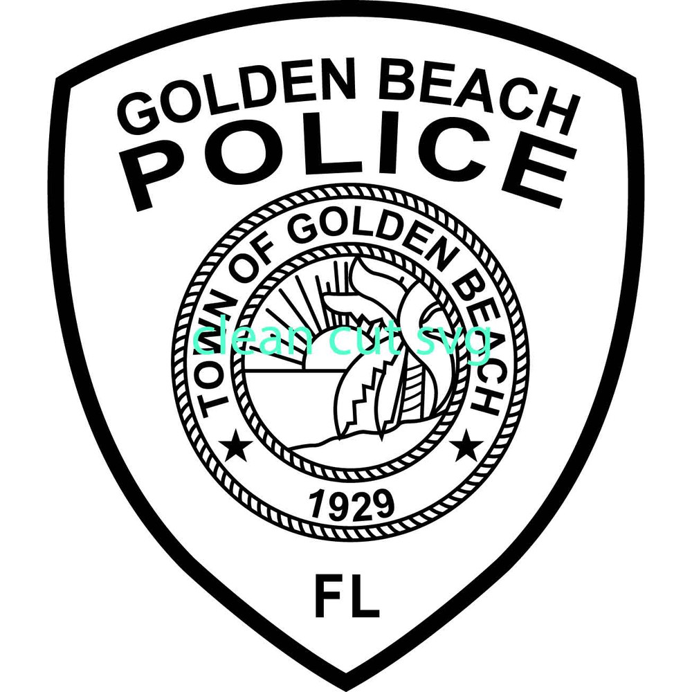 GOLDEN BEACH FL POLICE PATCH VECTOR FILE Black White Vector Outline Or Line Art File 0