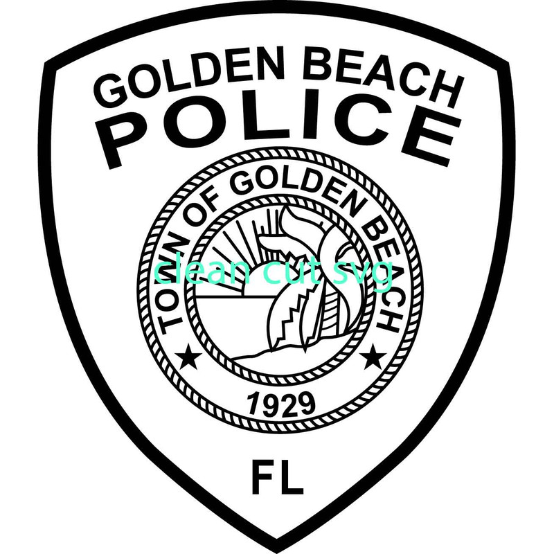 GOLDEN BEACH FL POLICE PATCH VECTOR FILE Black White Vector Outline Or Line Art File 0