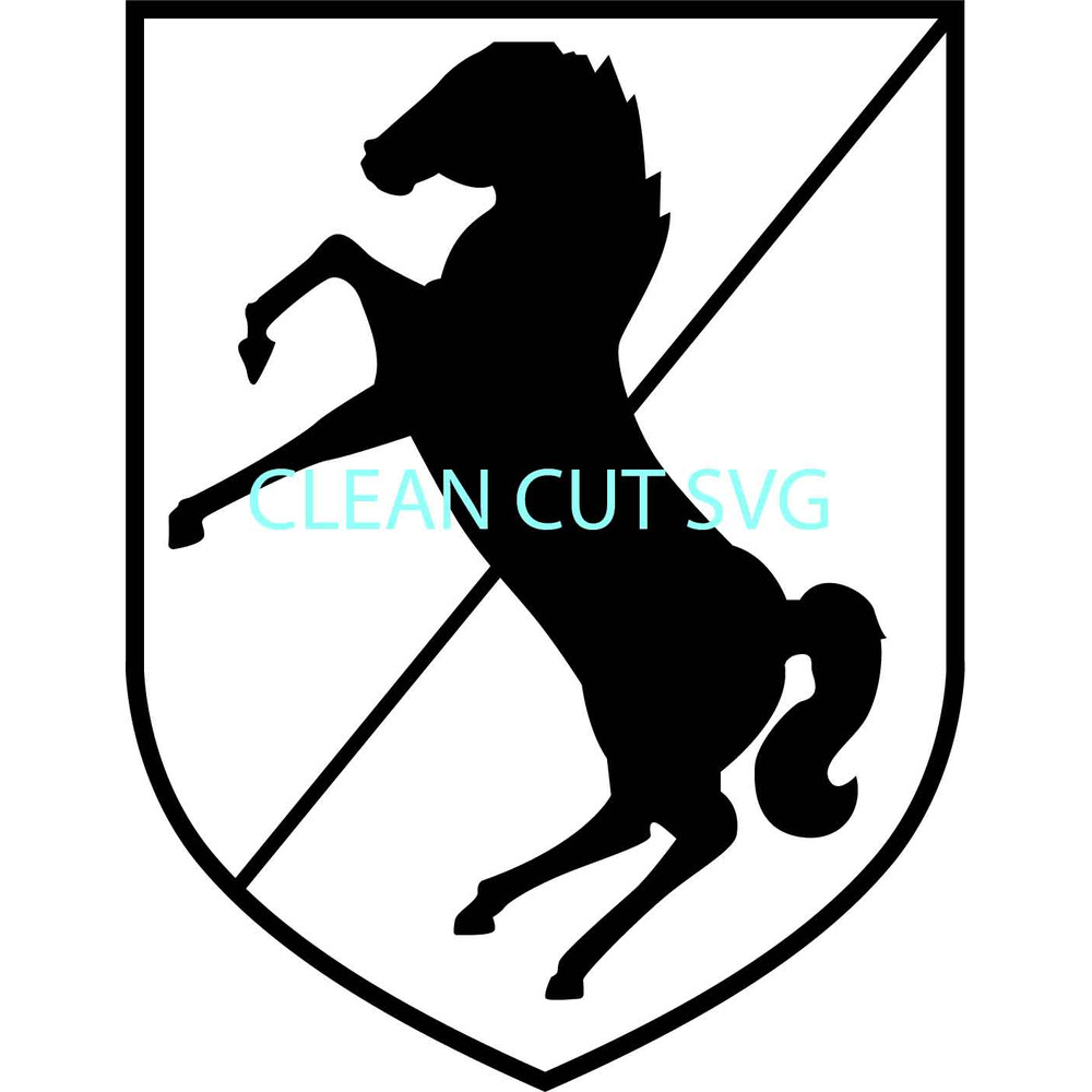 US Army 11th Armored Cavalry Regiment Patch Vector File Black White Vector Outline Or Line Art File 0