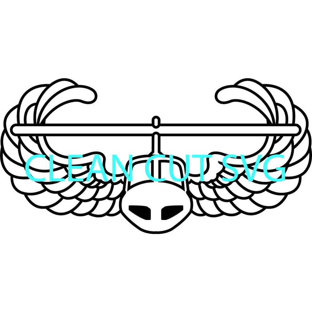 US Army Air Assault Badge Vector File Black White Vector Outline Or Line Art File 0